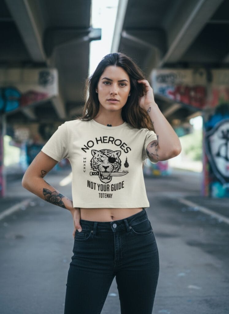 not your guide crop tee front ecru totemay