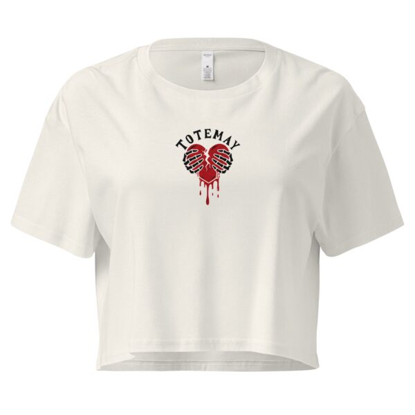 DRIPPING HEART - Ecru Crop T-shirt